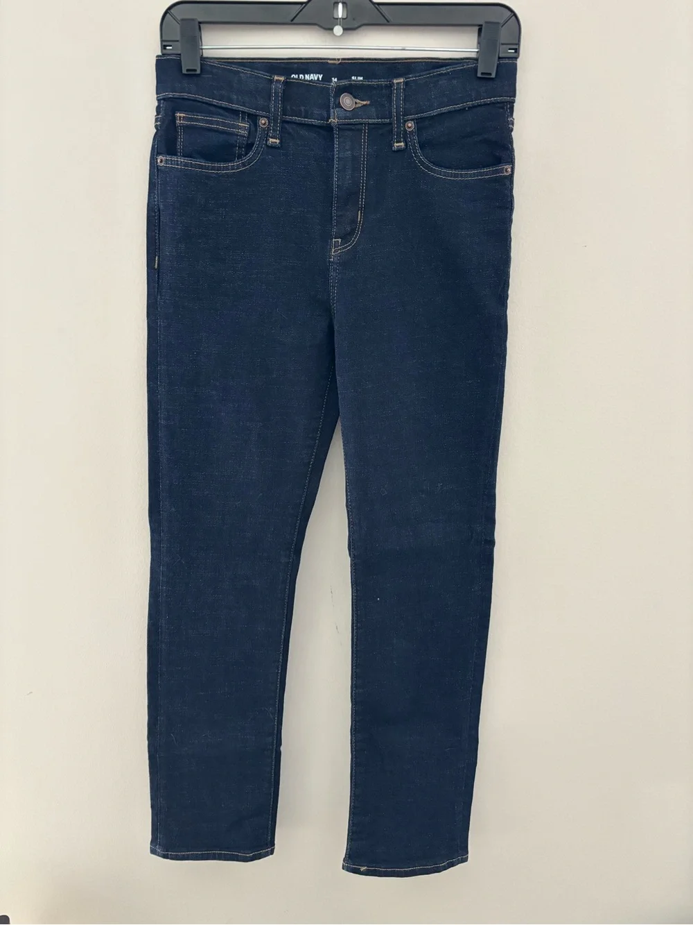 Old Navy Boys Slim Jeans Size 14 Dark Wash 360° Stretch Built-In Tough Denim